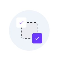 Dashed squares with check marks